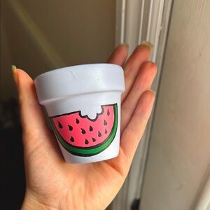 Hand-Painted Watermelon 2” Clay Pot